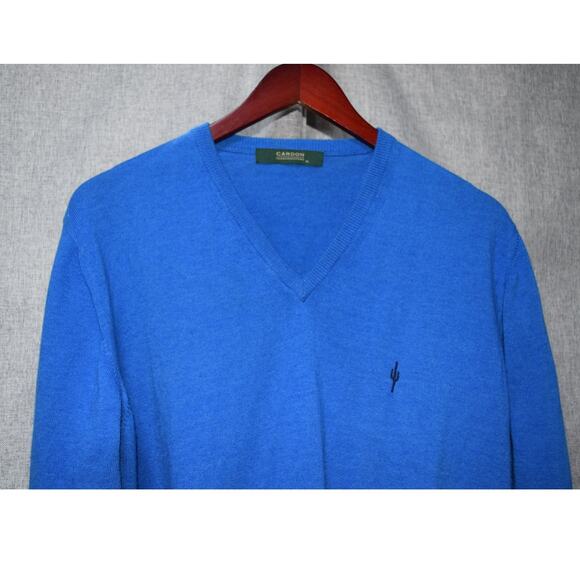 Cardon Blue V-Neck Cotton Blend Sweater Size M Made in Argentina - Picture 2 of 3